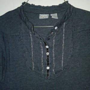 Daytrip blue peasant top small long sleeve